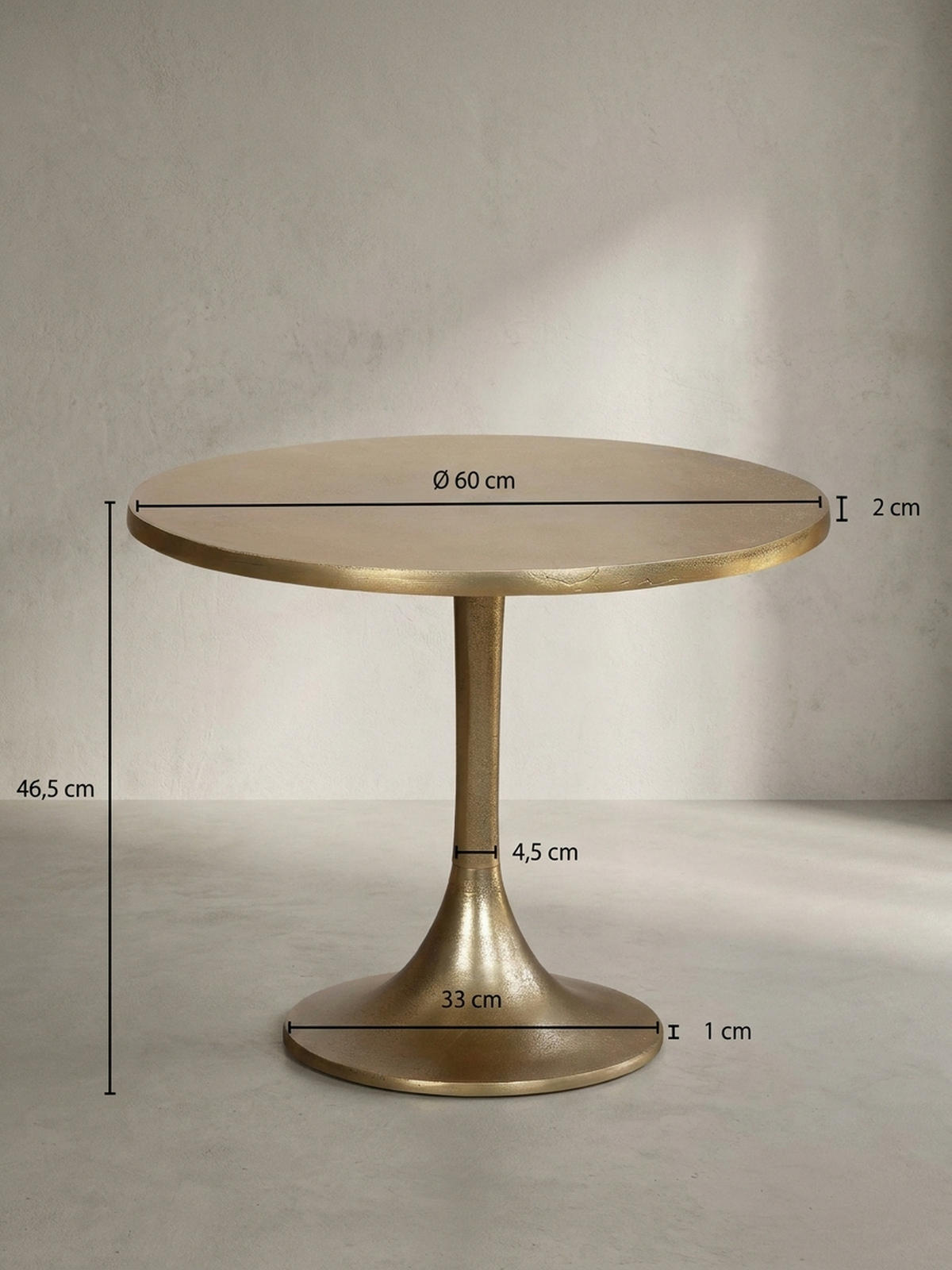 COUCHTISCH Klein Gold Metall Rund 60x60x46,5 cm Modern - Goldfarben, Metall (60/60/47cm) - KADIMA DESIGN