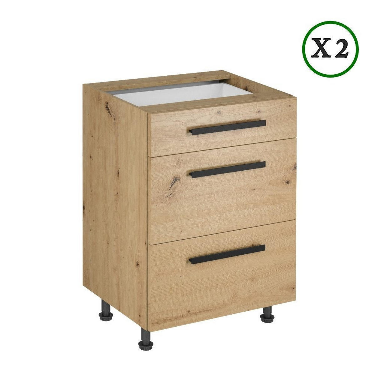 KÜCHENZEILE 360 cm - Langen K72-M360 in Artisan Eiche - Schwarz/Eiche Artisan, Holz/Metall (360/248/58cm)