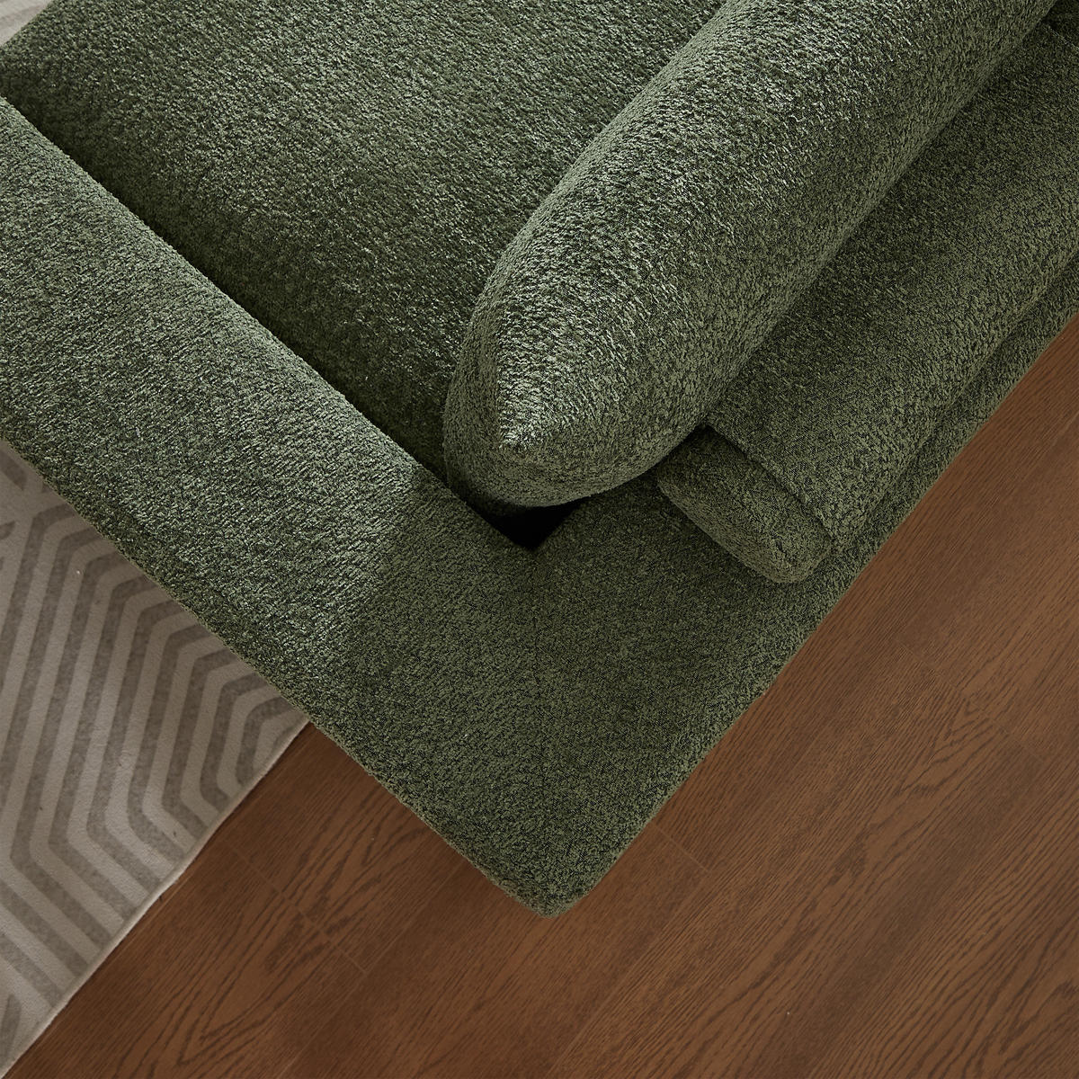 SCHLAFSOFA aus Chenille mit Liegestuhl und Kompressionsschaum - Grün, Textil (251/81/160cm)