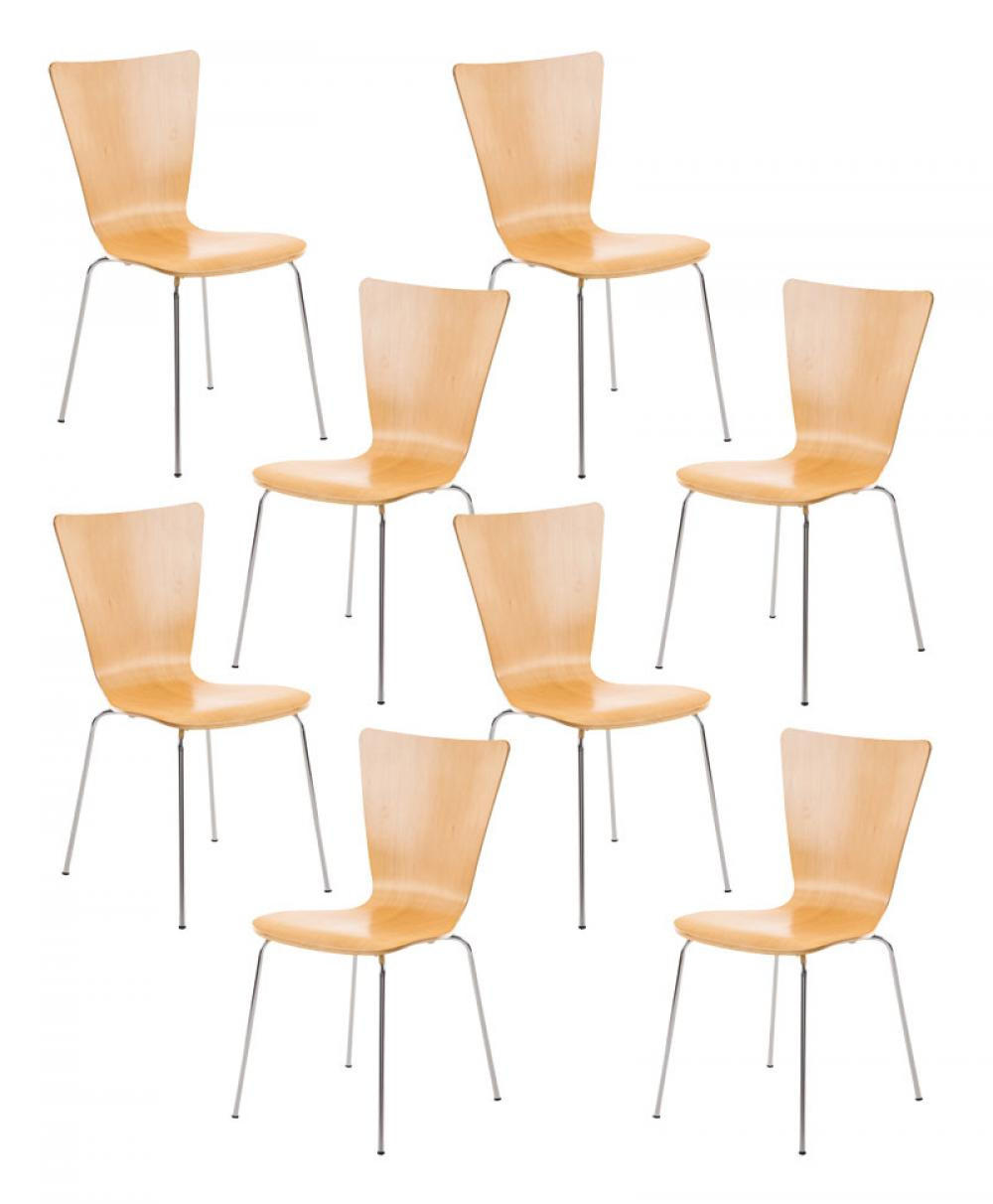 BESUCHERSTUHL 8er Set Holz natura - Eukalyptusholzfarben, Holz/Metall (43/84/50cm) - CLP