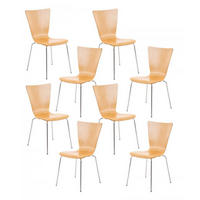 BESUCHERSTUHL 8er Set Holz natura - Eukalyptusholzfarben, Holz/Metall (43/84/50cm) - CLP