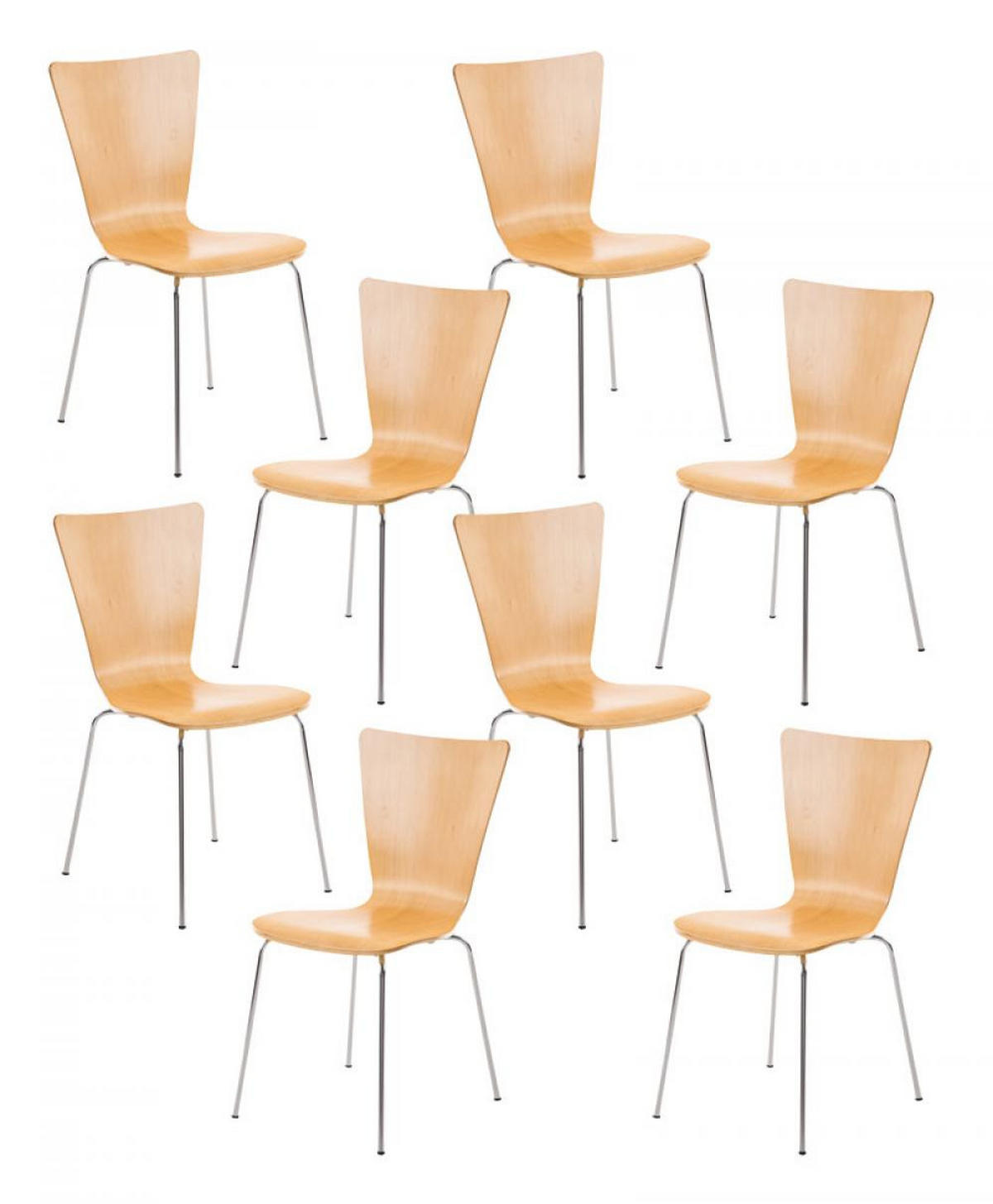BESUCHERSTUHL 8er Set Holz natura - Eukalyptusholzfarben, Holz/Metall (43/84/50cm) - CLP