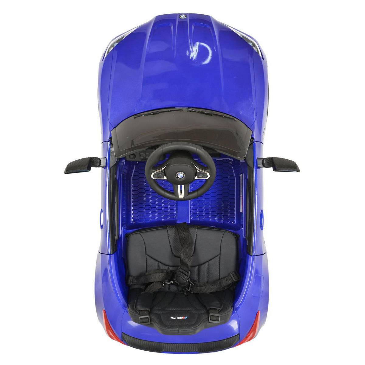 ELEKTROAUTO BMW M4 blau Fernbedienung EVA-Reifen 2 Motoren Musikfunktion - Blau, Kunststoff (110/74/49cm) - Moni