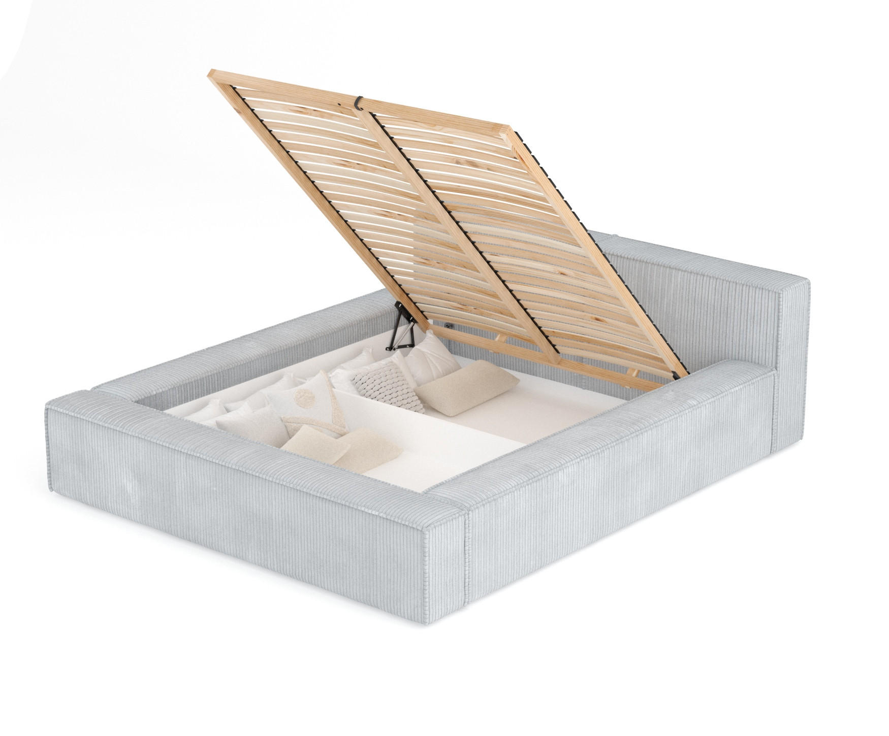 Thumbnail - Maison de Reve Polsterbett, Hellgrau, Textil, 160x200 cm, Oeko-Tex® Standard 100, FSC 100%, Made in EU, Schlafzimmer, Be...