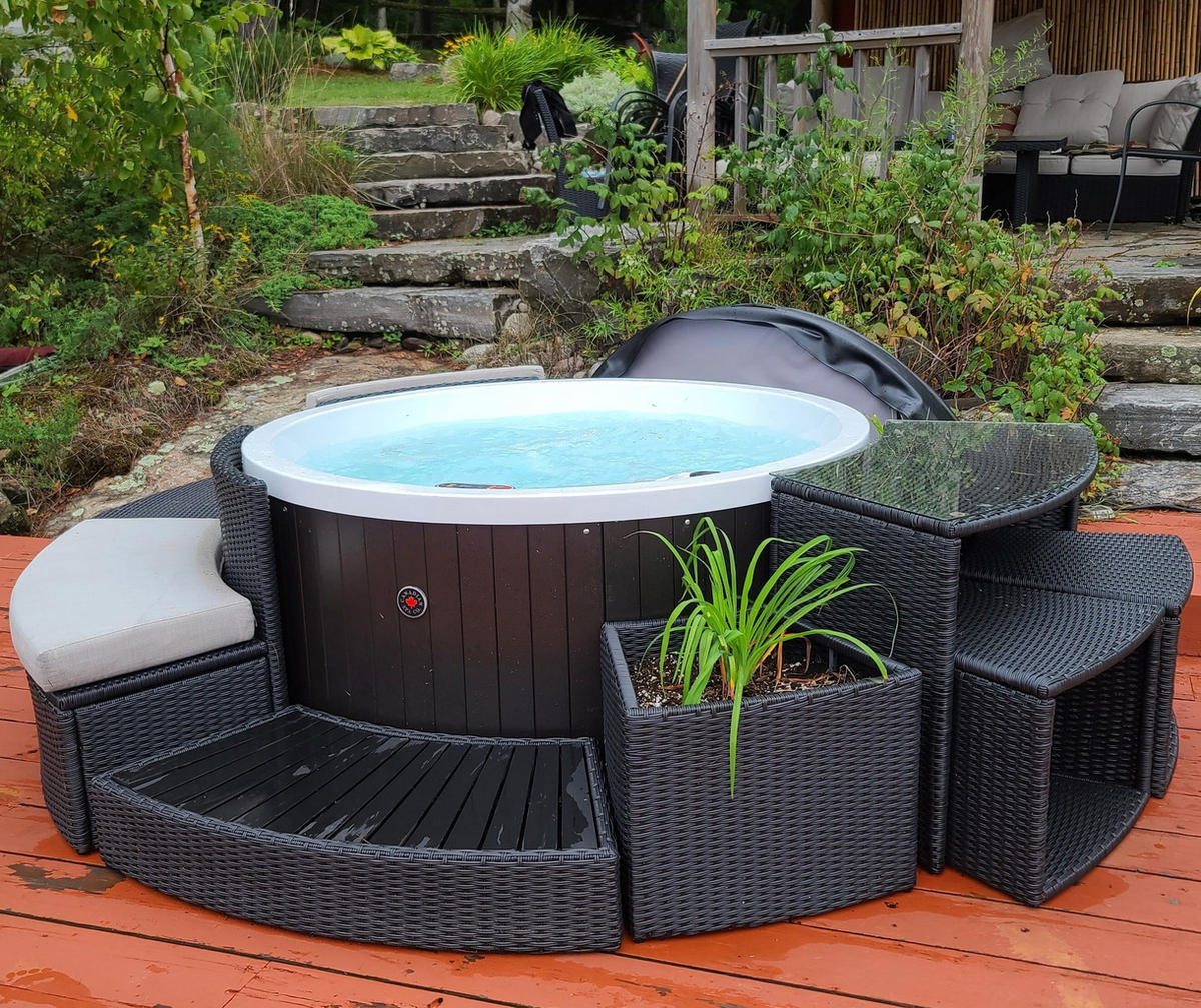 WHIRLPOOL RANDMÖBEL RUND Bar- Randmöbilierung rund - Braun, Naturmaterialien (112/72/50cm) - Canadian Spa Company
