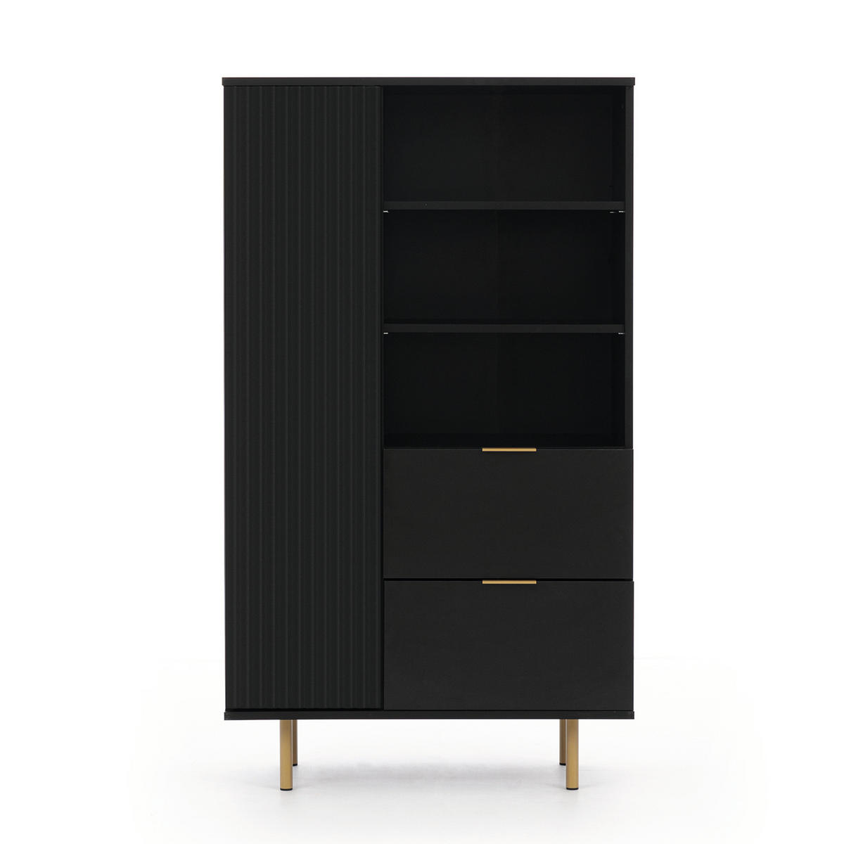 BÜCHEREGAL Bianco 80 Schwarz - Schwarz, Holzwerkstoff (80/140/41cm) - Bettso