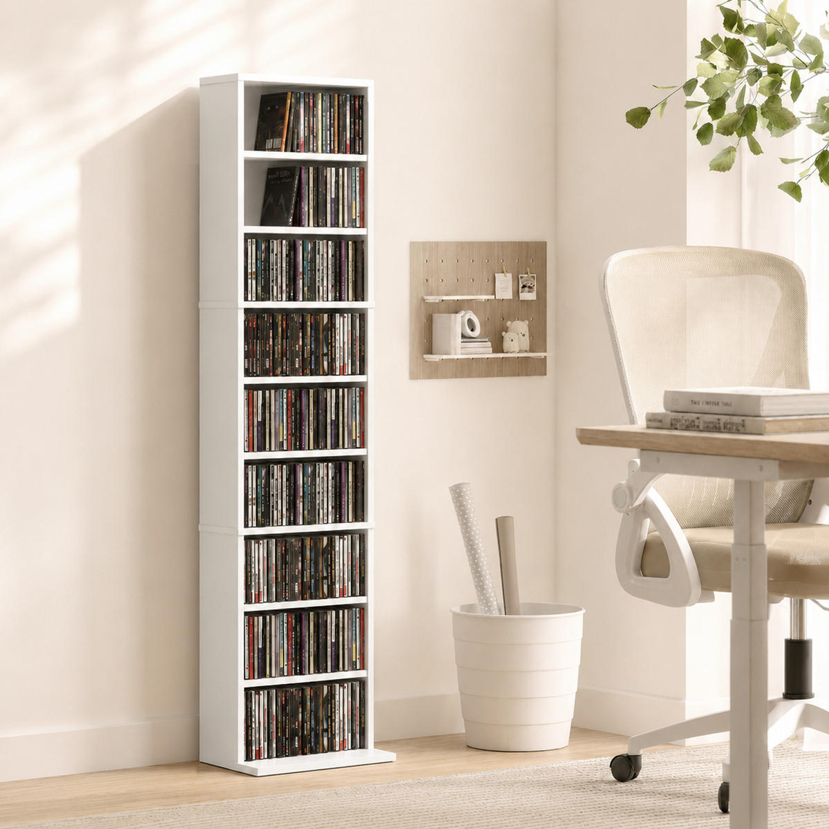 MEDIENSCHRANK Spanplatte Weiß - Weiß, Holzwerkstoff (24/140/33cm) - HOMCOM