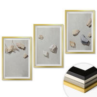 WANDBILDER 3er Set - 40x60 cm Goldrahmen - Boho-Stranddekorationen aus Steinen - Goldfarben, Kunststoff (40/60cm) - ArtPrintCave