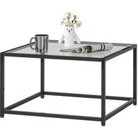 COUCHTISCH 68/68 cm aus gehärtetem Glas und Stahlgestell in Schwarz - Schwarz, Glas (68/68/39cm) - BEAOK