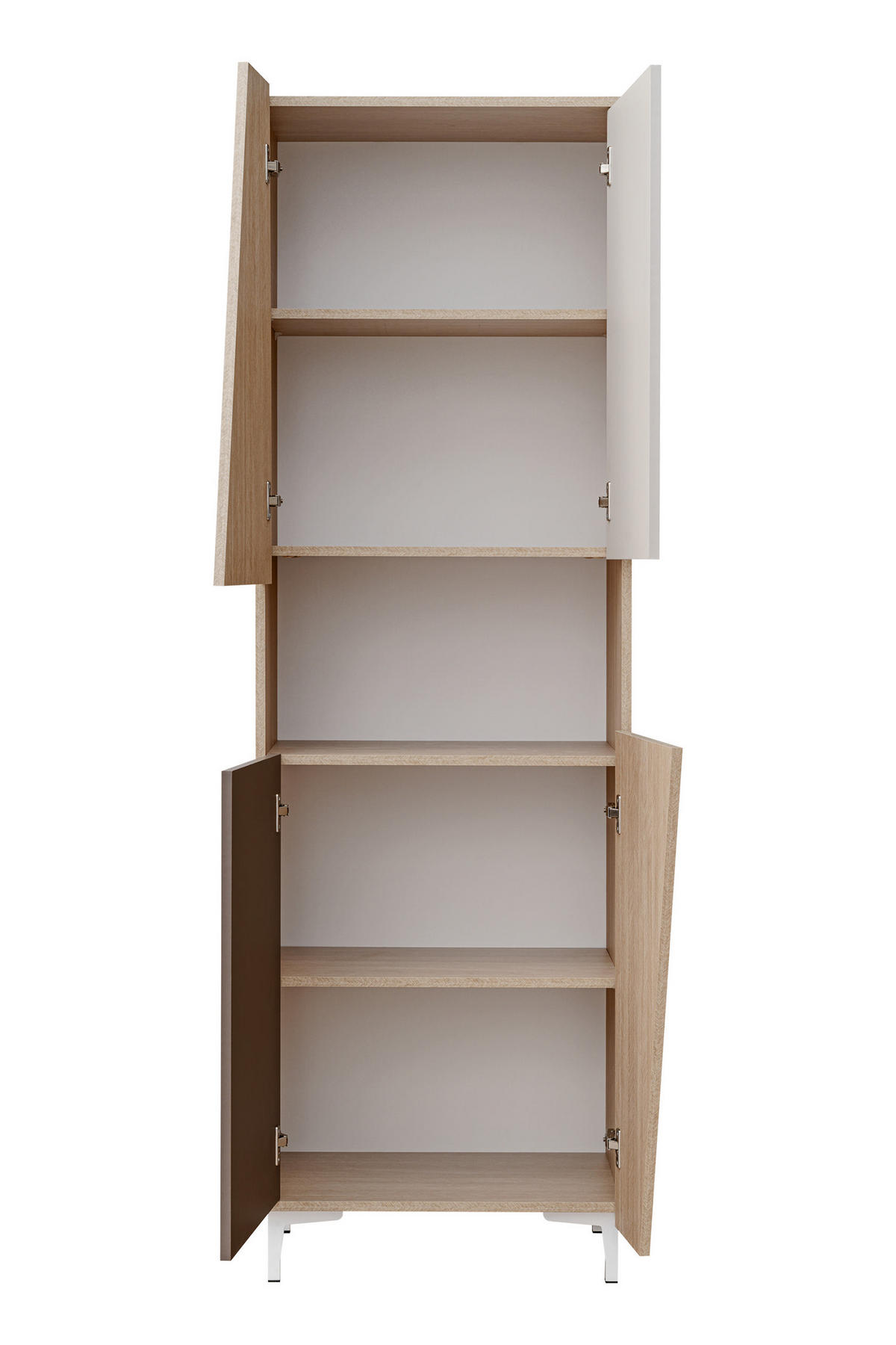 VITRINE Viste braun / weiß hochglanz 60cm / 40cm / 122cm - Ecru/Weiß Hochglanz, Holz/Holzwerkstoff (60/189/40cm) - Furnival