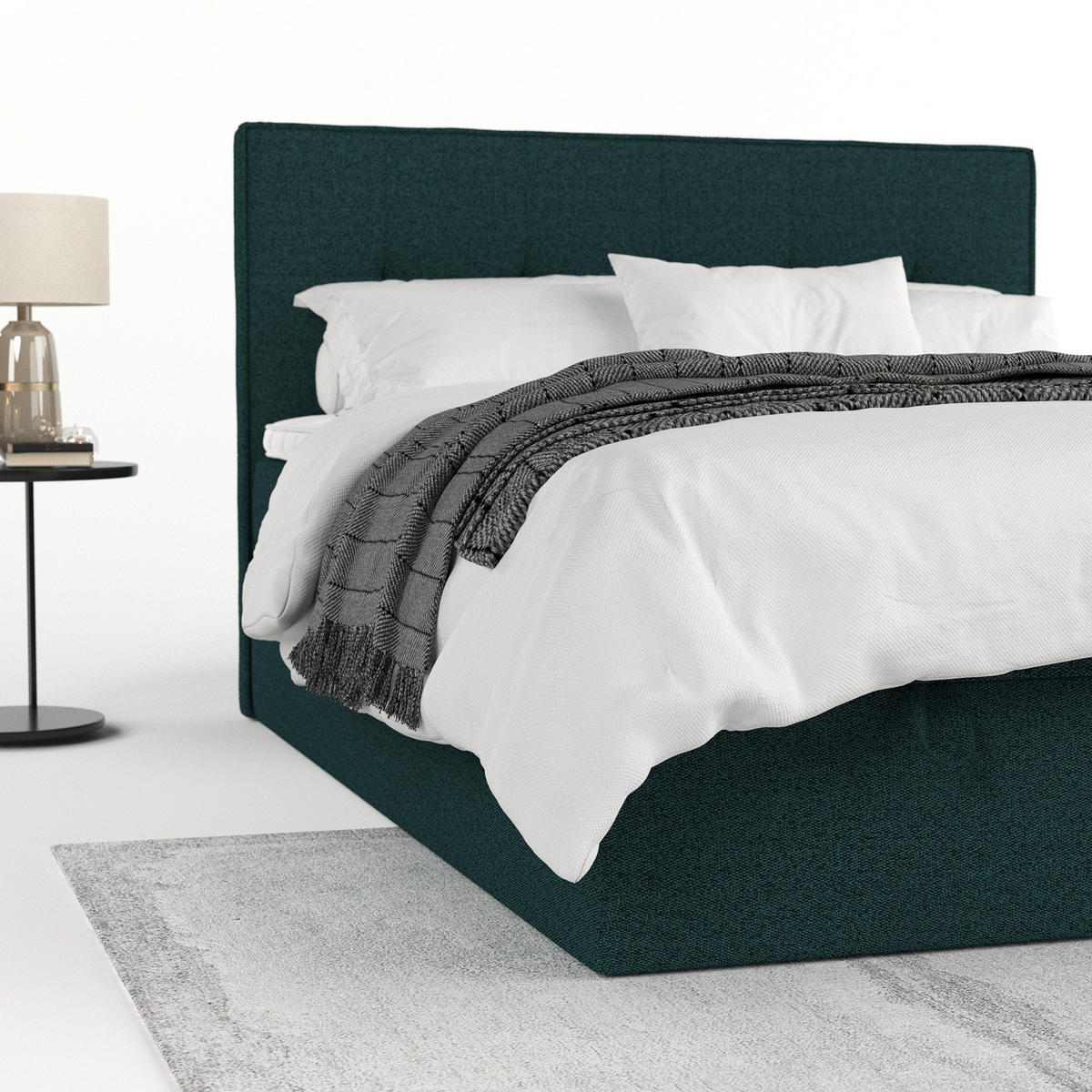 BOXBETT Tivra 160/200 cm Grün im Riva Stoff - Schwarz/Grün, Holz/Holzwerkstoff (160/200cm) - AltaBeds