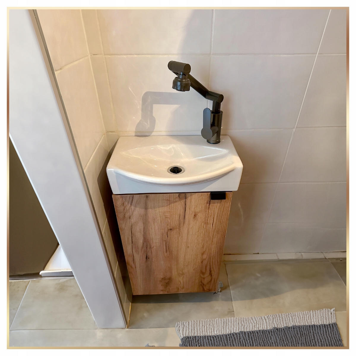 WASCHTISCHKOMBI 40cm mit Waschbecken Eichenfarbe - Eichefarben, Holzwerkstoff (40/60/22cm) - Stamar