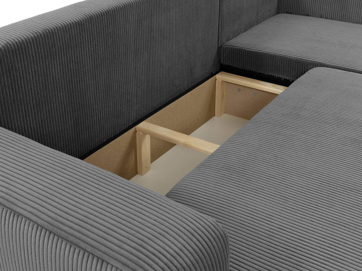 ECKSOFA Piano L Cord - Schwarz/Grau, Holz/Kunststoff (244/145cm) - MIRJAN24