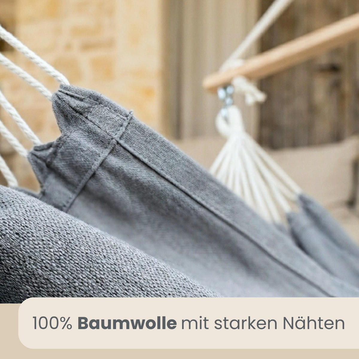 XXL-HÄNGESESSEL bis 150kg, 185/130cm, Grau - Grau, Textil (130/155/185cm) - Amanka