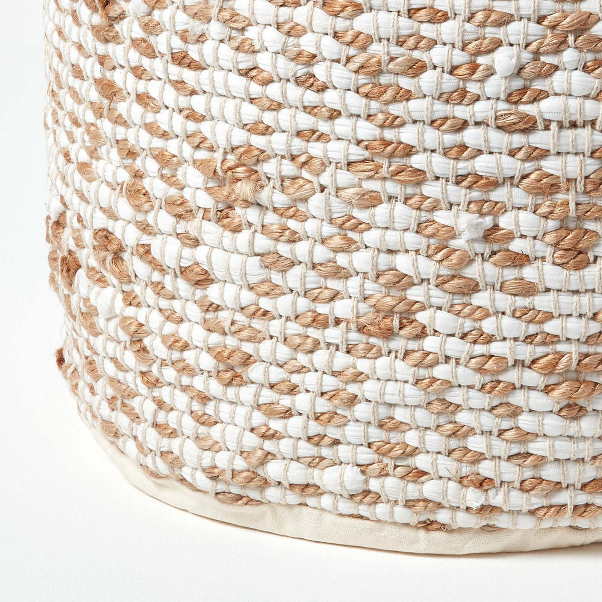 SITZPOUF Sierra, rund mit Ethno-Muster, 40/40/45 cm - Beige, Textil (45/40/45cm) - Homescapes