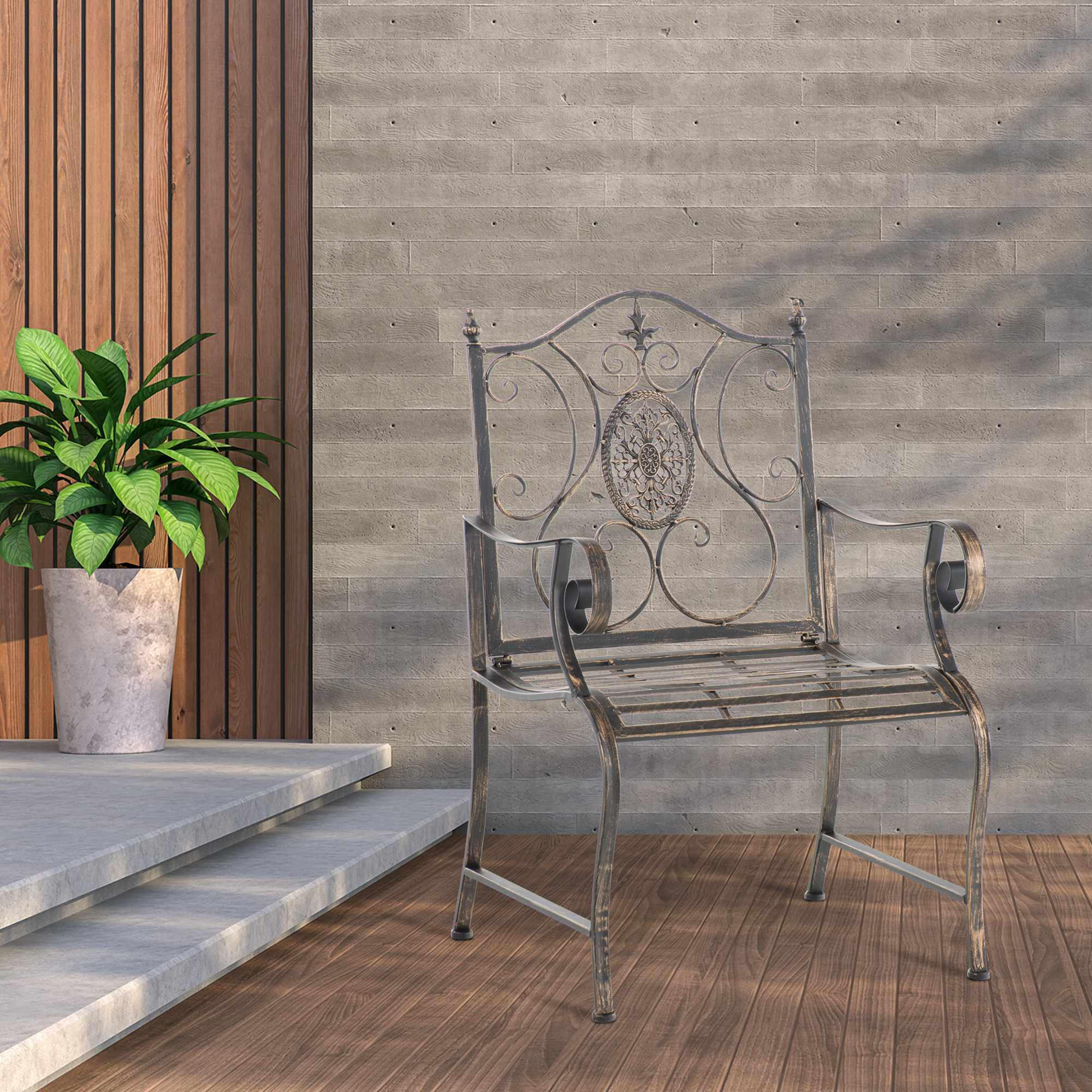 GARTENSTUHL 2er Set Metall bronze - Bronzefarben, Metall (62/94/53cm) - CLP