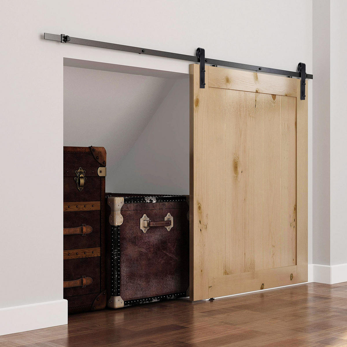 SCHIEBETÜRSYSTEM - Schwarz, Metall (4/0.6/200cm) - HOMCOM