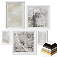 WANDBILDER 5er-Set - 50x50 cm & 20x30 cm & 40x60 cm Weißer Rahmen - Minimalismus der Farbstruktur - Weiß, Kunststoff (40/60cm) - ArtPrintCave