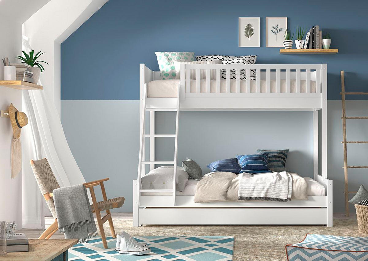 ETAGENBETT Karyl 208x175x158 aus Massivholz in Weiß - Weiß, Holz (90/200cm) - 58aufmkessel