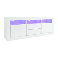 TV-SCHRANK aus Spanplatte 160x35x60 cm Weiß mit LED-Beleuchtung, App-Steuerung, Push-to-Open und Kabelmanagement - Weiß, Holzwerkstoff (160/60/35cm) - Modfu