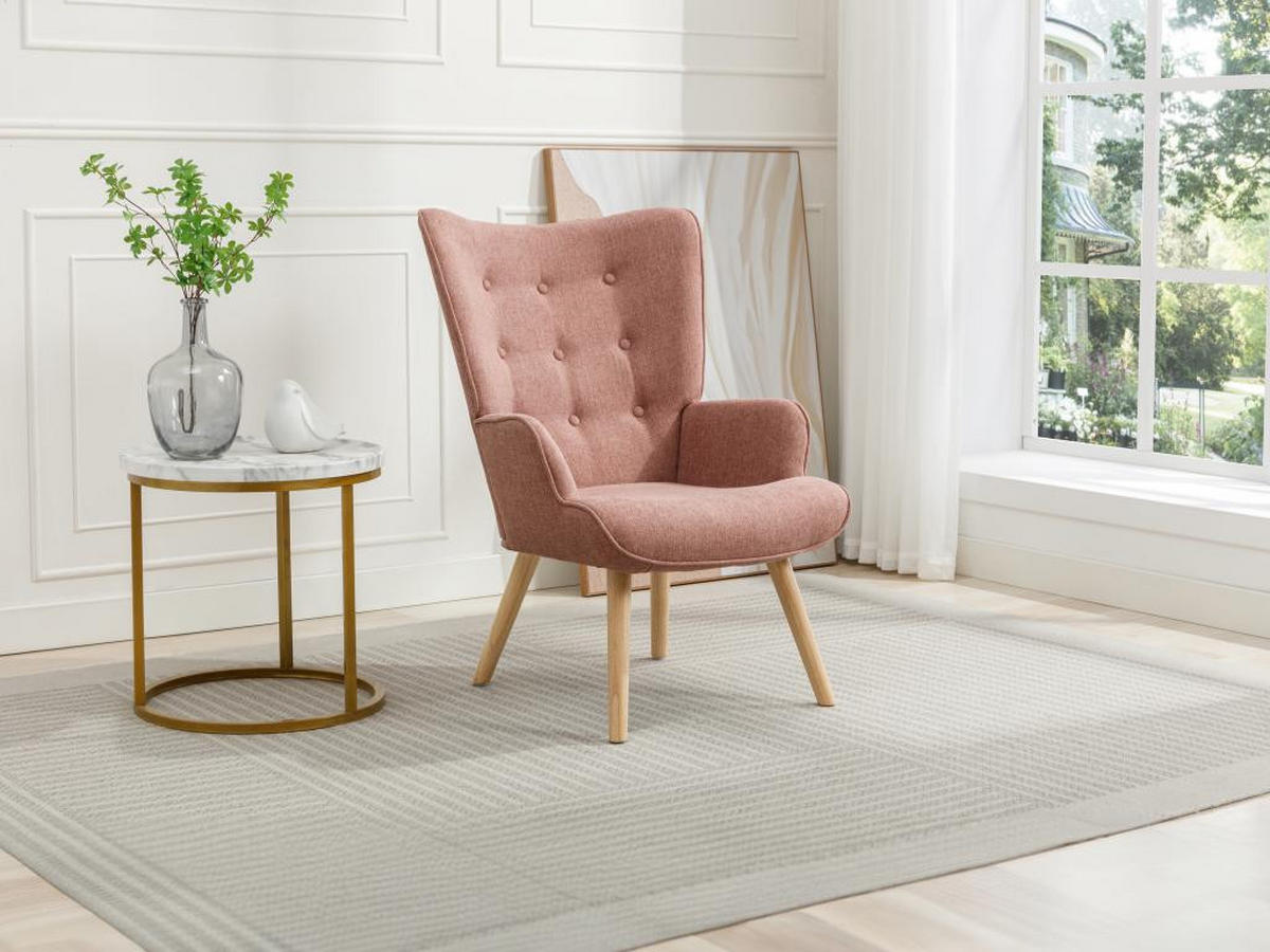SESSEL - Stoff - Rosa - VATELY - Pink, Textil (78/95.5/69cm) - Vente-Unique