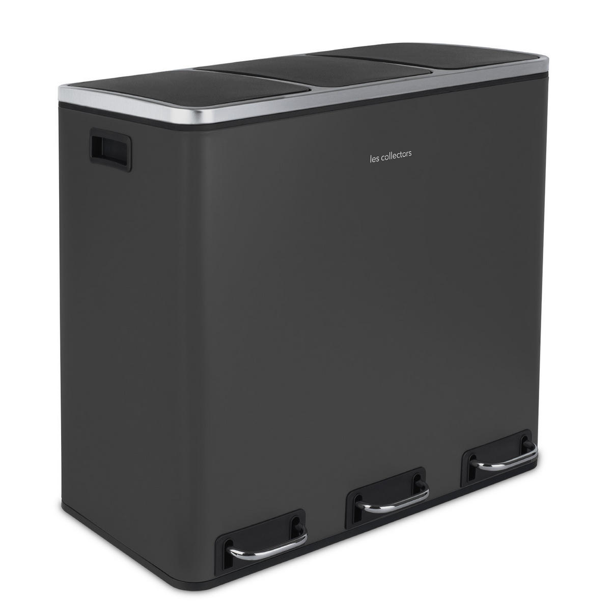 TRETMÜLLEIMER 54L 3 Fächer 18L - edition anthrazitgrau N°990 - Grau, Metall (61.5/56/34.5cm) - Les Collectors