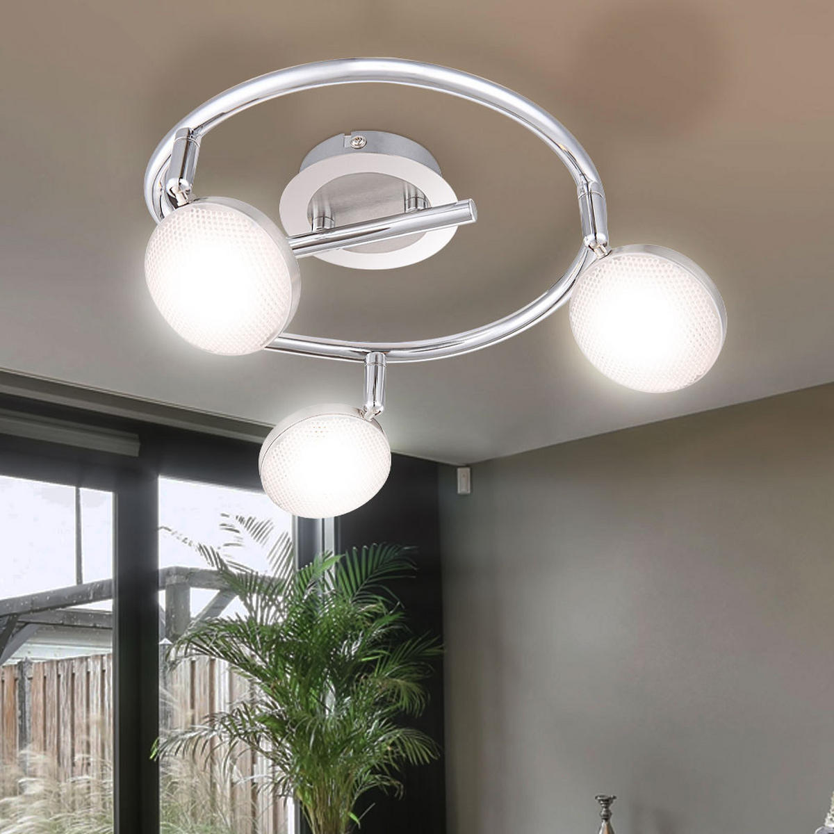 LED DECKENLEUCHTE Alu Chrom Silber - Silberfarben, Metall (25/25/16.5cm) - Globo Lighting