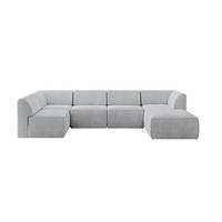 WOHNLANDSCHAFT Ottomane Rechts MOVA 345x180x78 Grau Cord - Schwarz/Alufarben, Holzwerkstoff/Kunststoff (345/78/180cm) - ALTDECOR