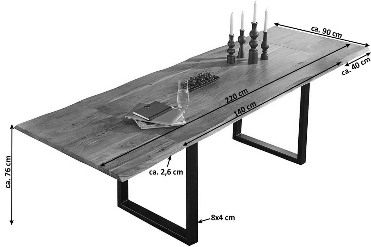 ESSTISCH ADINA - Schwarz/Braun, Holz/Metall (90/140/76cm) - SAM