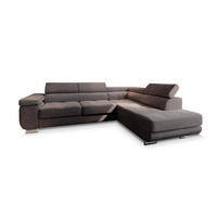 ECKSOFA APIRO R-S Braun Kordstoff mit Schlaffunktion - Braun, Holz (276/202cm) - MASSENO