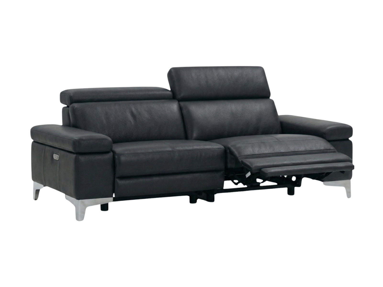 2-SITZER Sofa Talisman Echtleder mit 1 x Relaxfunktion Schwarz - Schwarz, Leder/Metall (172/80/100cm)