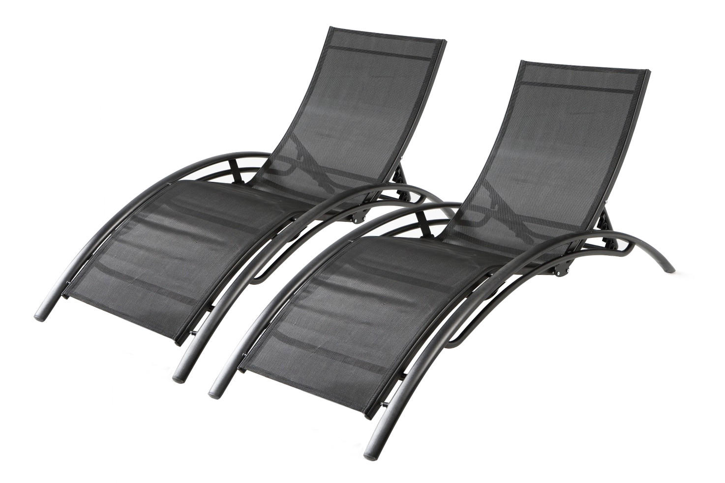 LIEGESTUHL Bahia Schwarz Aus Stoff 2er-Set - Schwarz, Metall (66/30/179cm) - Concept Usine