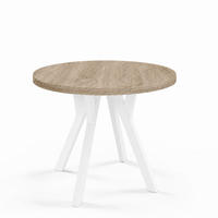 ESSTISCH ausziehbar rund ATO, 80-160 cm, Dekor Sonoma, weiße Holzbeine - Weiß/Sonoma Eiche, Holzwerkstoff/Buchenholz (80/80/77cm) - VENASI MÖBEL