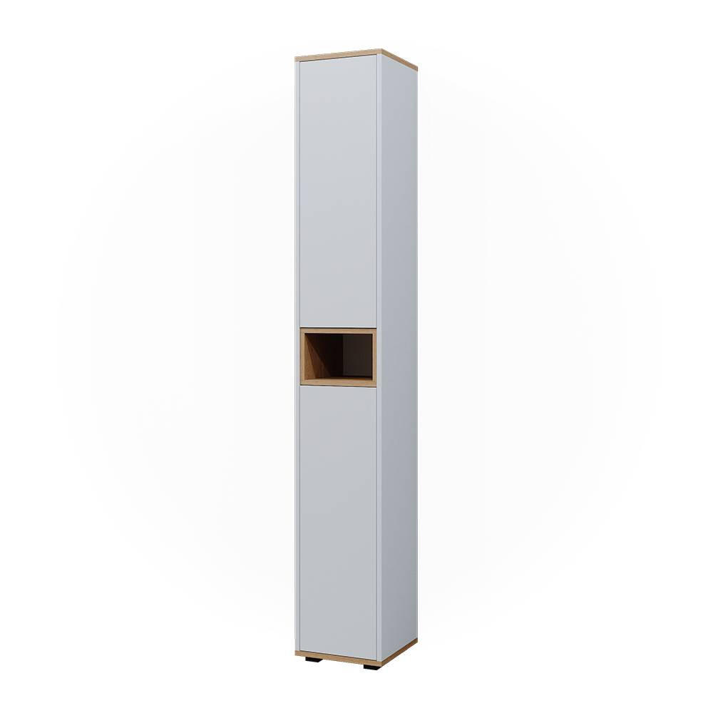 BADSCHRANK Didi Weiß/Artisan 30 x 192 cm mit 2 Türen - Weiß, Holzwerkstoff (30/192/30cm) - Vicco