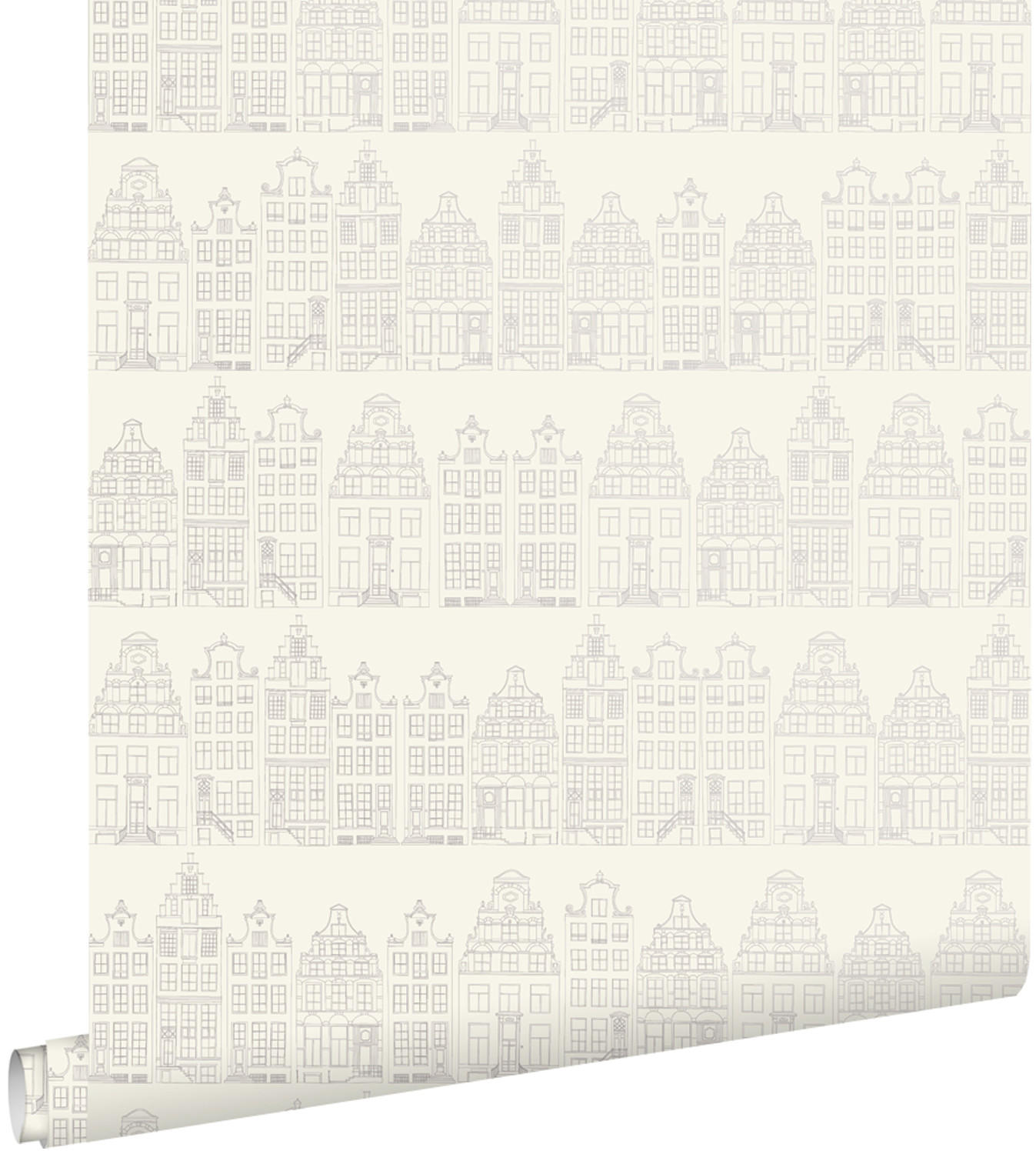 TAPETE Amsterdamer Grachtenhäuser 53 cm x 10.05 m - Grau, Papier (53/0.1cm) - ESTAhome