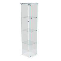 STANDVITRINE 40x163cm mit LED-Leisten, ESG-Glas, Weiß, abschließbar - Weiß, Glas (35/163/39.8cm) - SHOPENTRA