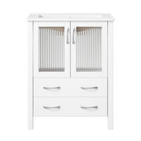 BADEZIMMERSCHRANK Hochglanz Weiß Keramik Waschbecken Glas Türen 61cm - Weiß, Keramik (61/86/47cm) - FLIEKS