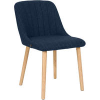 ESSZIMMERSTUHL Stoff Blau - Blau/Eukalyptusholzfarben, Holz/Textil (49/82/56cm) - CLP