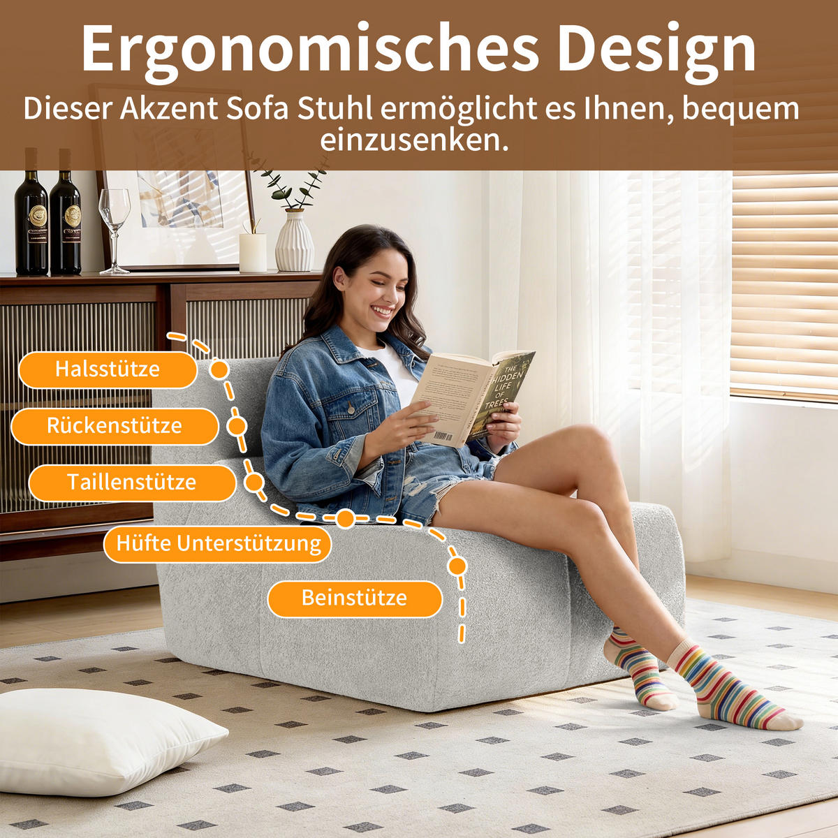 SESSEL Samt mit Regentropfen-Struktur Montagefrei - Weiß, Textil (93/79/109cm) - Urban Meuble