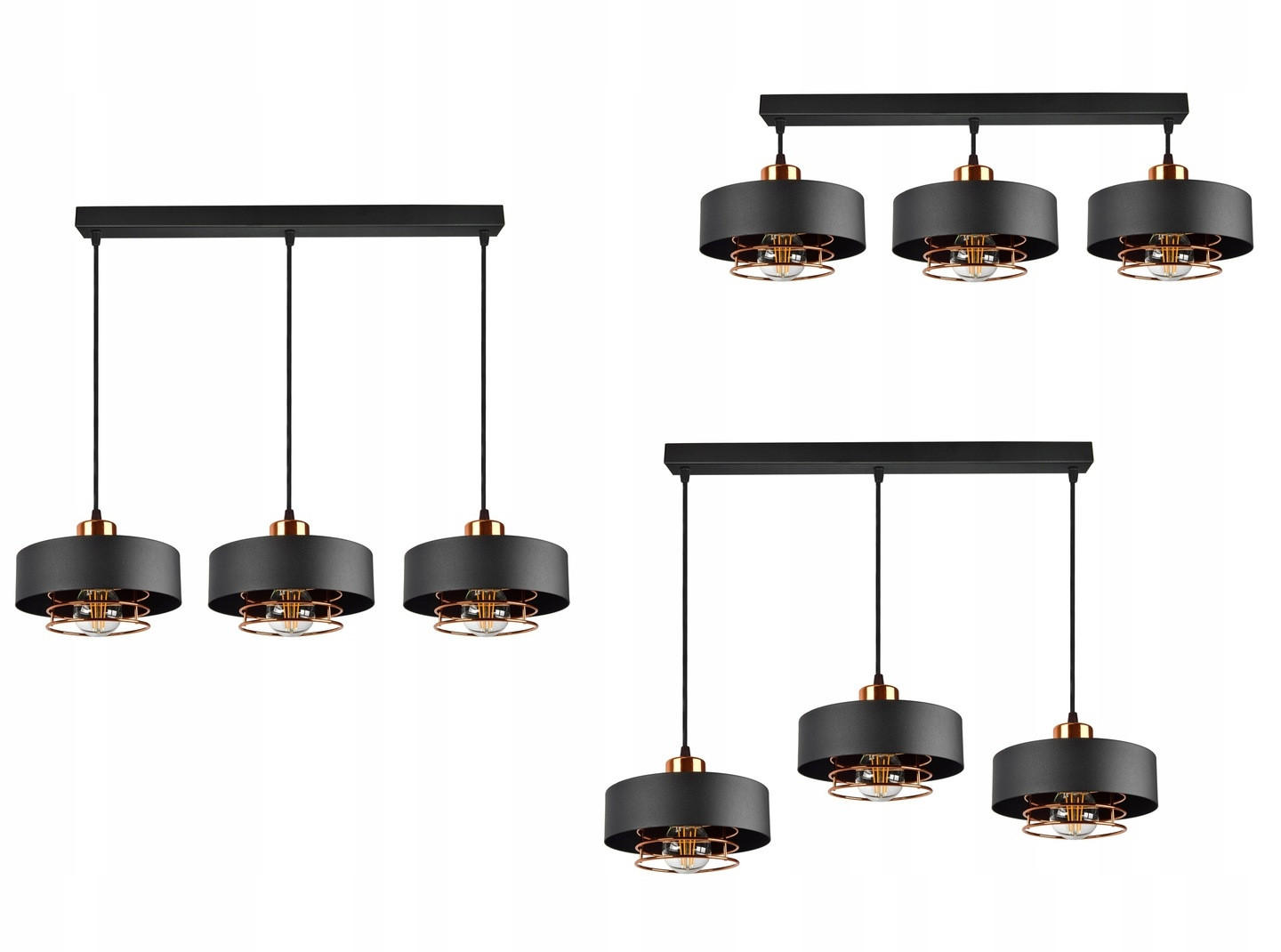 PENDELLEUCHTE EDISON - Goldfarben/Schwarz, Metall (20/80/70cm) - kiki design