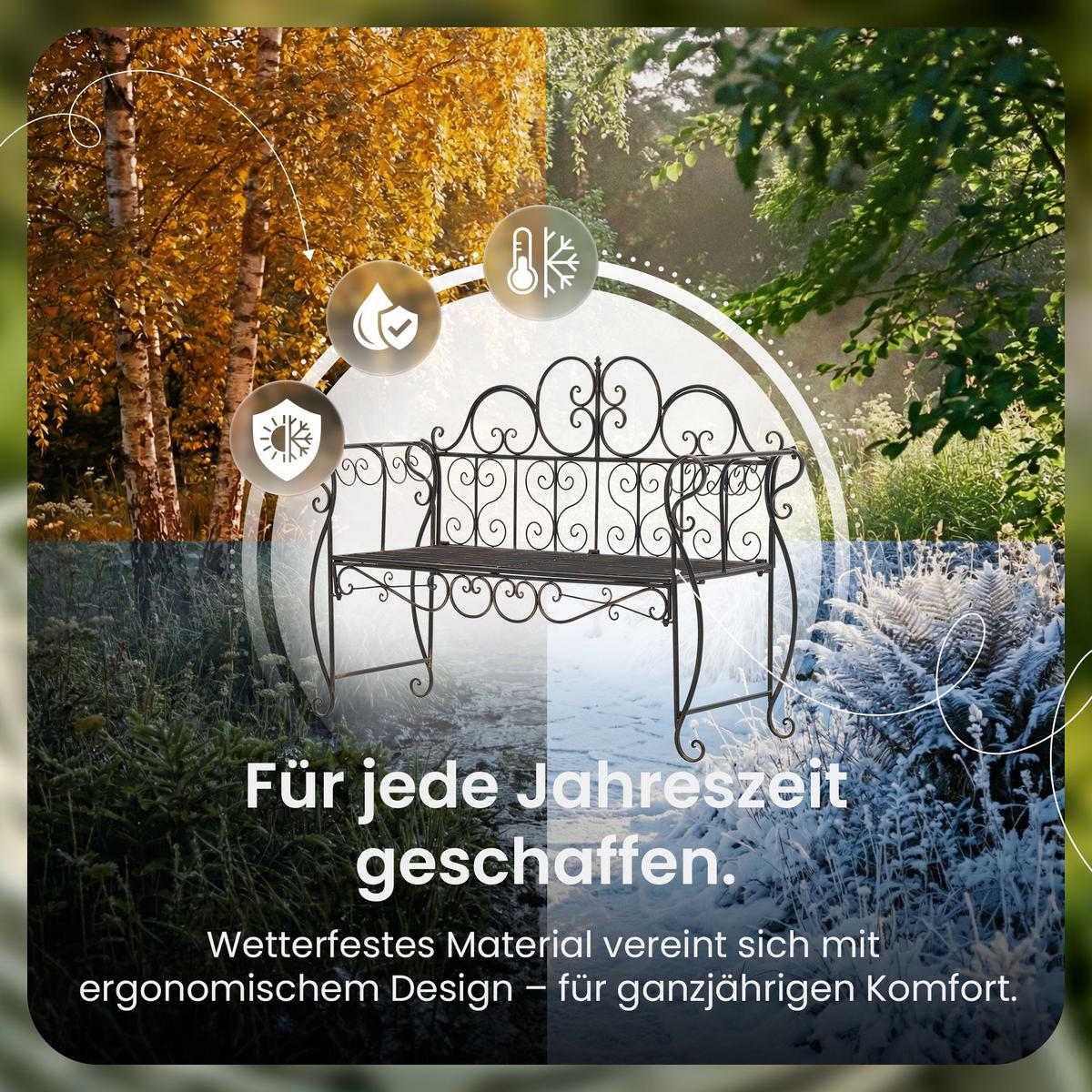 GARTENBANK 128/46 cm Metall Bronze - Bronzefarben, Metall (128/94/46cm) - CLP