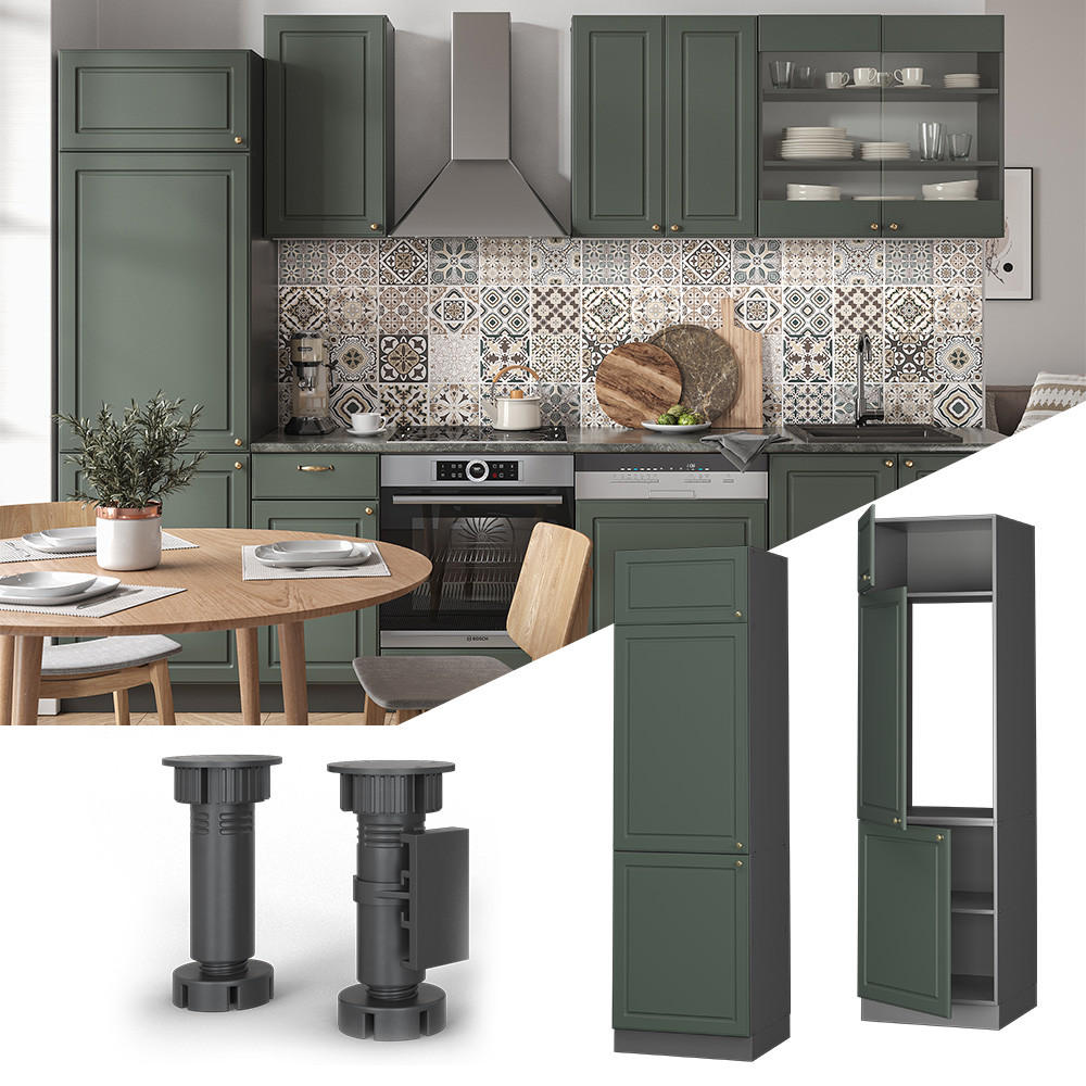 KÜCHENSCHRANK Fame-Line Grün-Gold Landhaus 60 cm - Anthrazit/Grün, Holzwerkstoff (60/206.8/58.1cm) - Vicco
