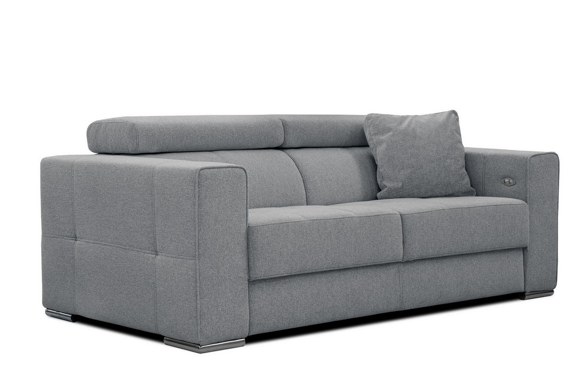 SOFA QUARTZ 3-Sitzer mit Ausziehsitz, grau - Grau, Holzwerkstoff/Textil (202/80/102cm) - Courtois Laville