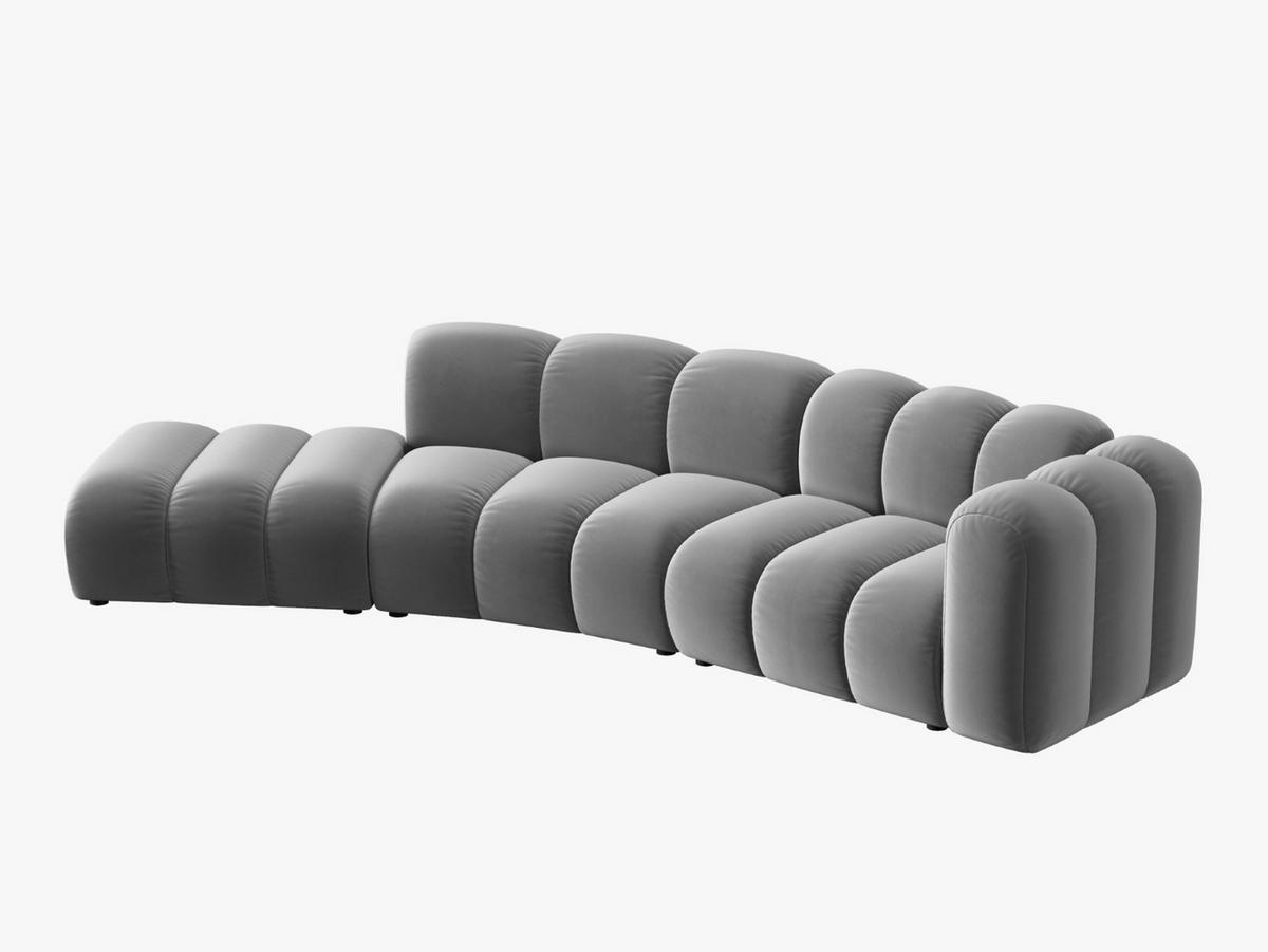 SOFA modular links Lupine aus Samt grau 5 Sitzplätze - Grau, Textil (166/70/335cm) - Micadoni
