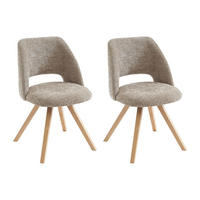 STUHL 2er-Set - Stoff & Kautschukholz - Taupe - VESIANI - Braun, Textil (53.5/81/58cm) - Vente-Unique