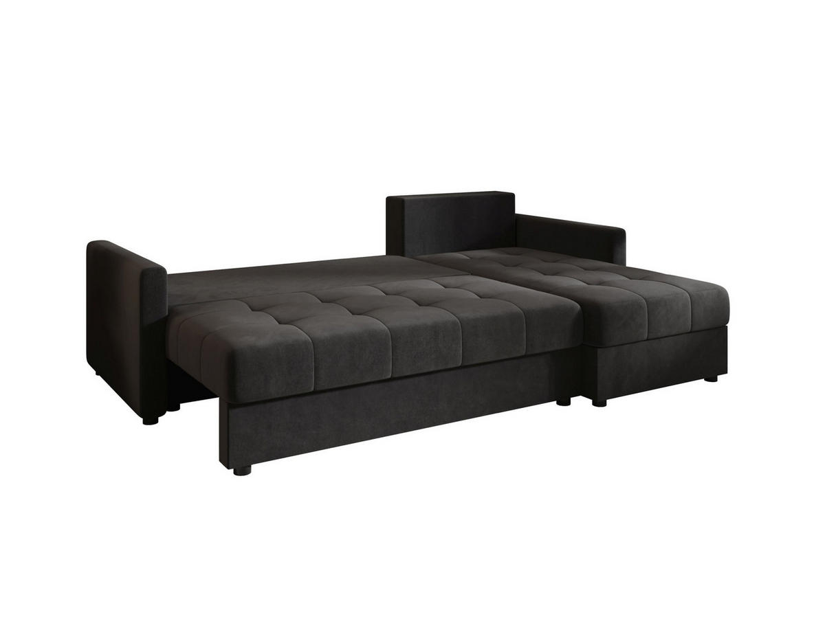 ECKSOFA MOS L BIS Itaka 27 Rechts mit Schlaffunktion - Dunkelgrau, Textil (220/143cm) - Bedante