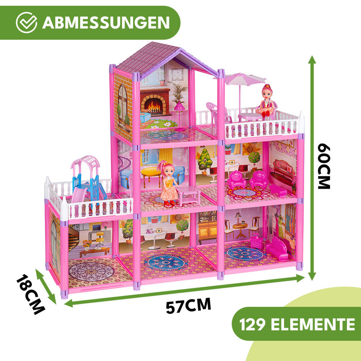 PUPPENHAUS Spielhaus - Multicolor, Kunststoff (57/60/18cm) - KRUMAD