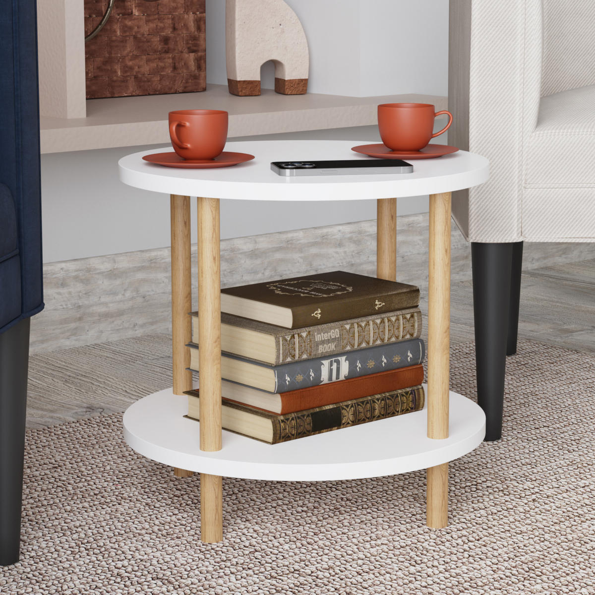 BEISTELLTISCH Ves - Weiß, Holzwerkstoff (42/42/49cm) - [en.casa]