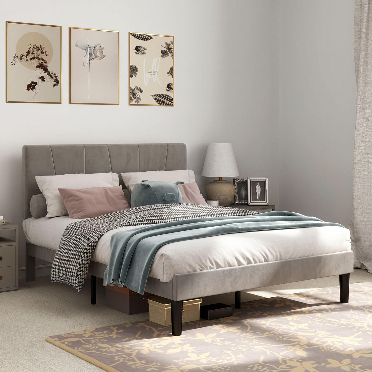 BETT 140x190 cm DE-14578 mit verstellbarem Kopfteil Grau - Grau, Metall (140/190cm) - ComfortXL