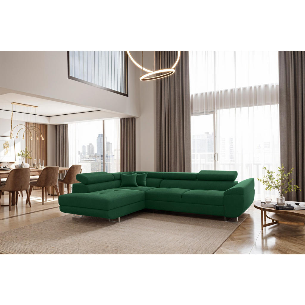 Thumbnail - Kaiser Möbel Ecksofa, Dunkelgrün, Textil, 2 Schubladen, einzeln stellbar, L-Form,L-Form, 275x202 cm, Wohnzimmer, Sofas &...